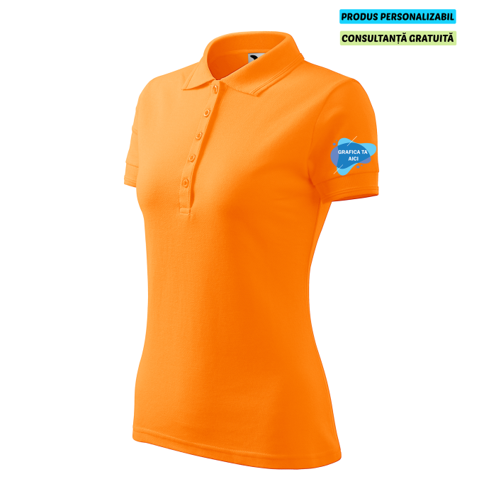 Malfini Tricou Polo Dama Portocaliu Personalizat