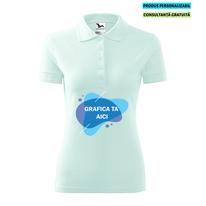 Malfini Tricou Polo Dama Verde frost Personalizat