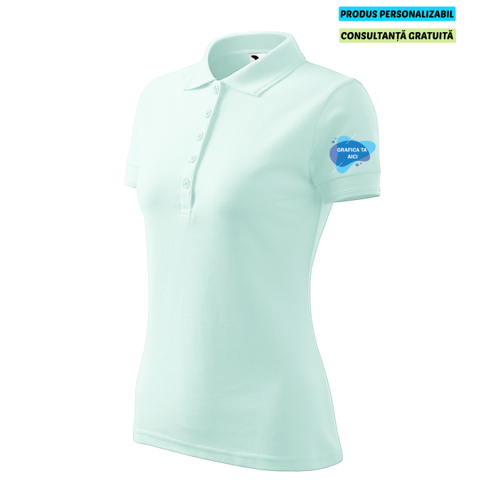 Malfini Tricou Polo Dama Verde frost Personalizat