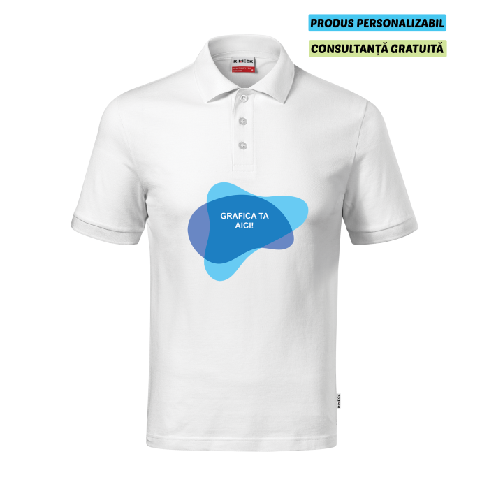 Rimeck Tricou Polo Barbat Alb Resist heavy Personalizat