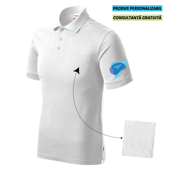 Rimeck Tricou Polo Barbat Alb Resist heavy Personalizat