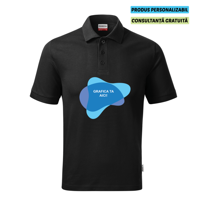 Rimeck Tricou Polo Barbat Negru Resist heavy Personalizat
