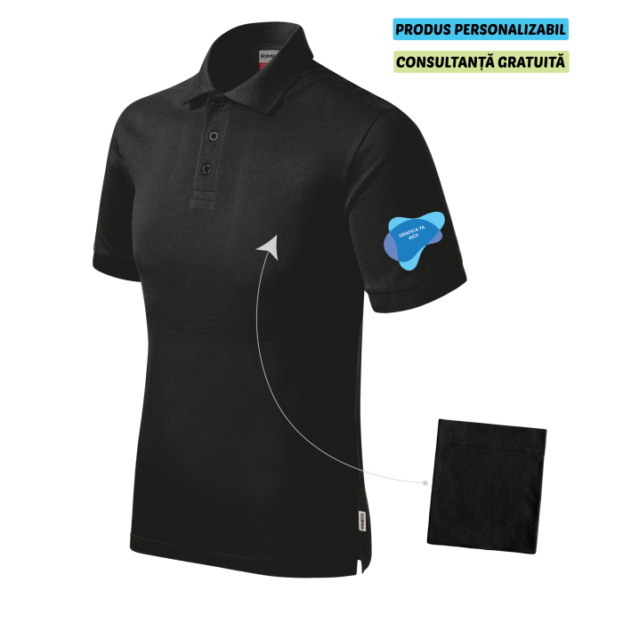 Rimeck Tricou Polo Barbat Negru Resist heavy Personalizat