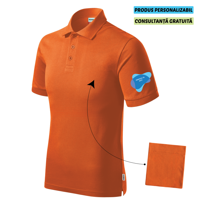 Rimeck Tricou Polo Barbat Portocaliu Resist heavy Personalizat
