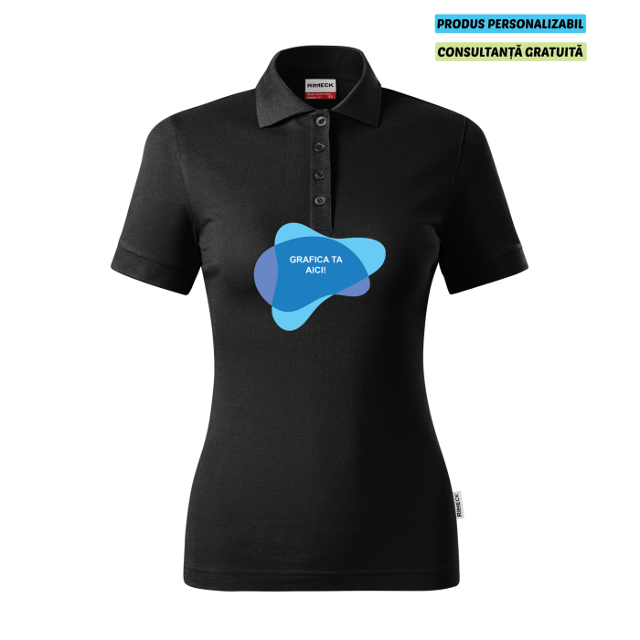 Rimeck Tricou Polo Dama Negru Resist heavy Personalizat
