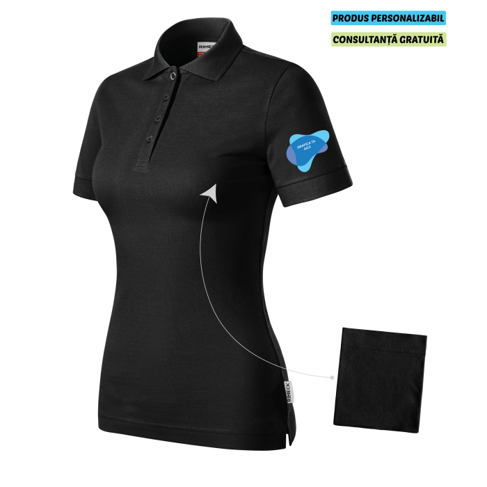 Rimeck Tricou Polo Dama Negru Resist heavy Personalizat