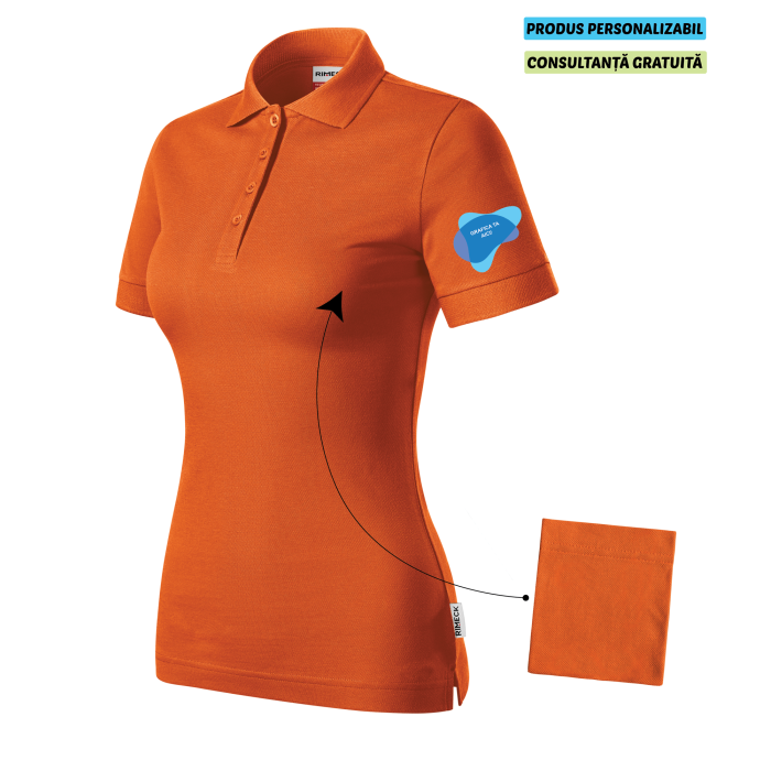 Rimeck Tricou Polo Dama Portocaliu Resist heavy Personalizat