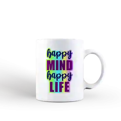 Cana alba 330 ml Happy mind Happy life